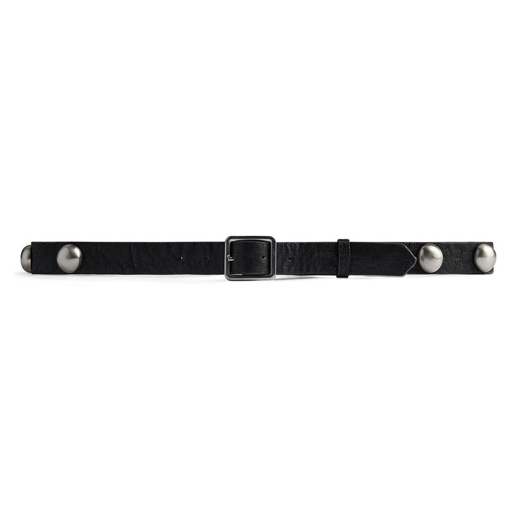 Jeans læderbælte - Black/Amr silver